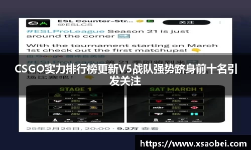 CSGO实力排行榜更新V5战队强势跻身前十名引发关注