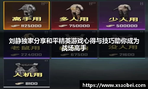 刘静独家分享和平精英游戏心得与技巧助你成为战场高手
